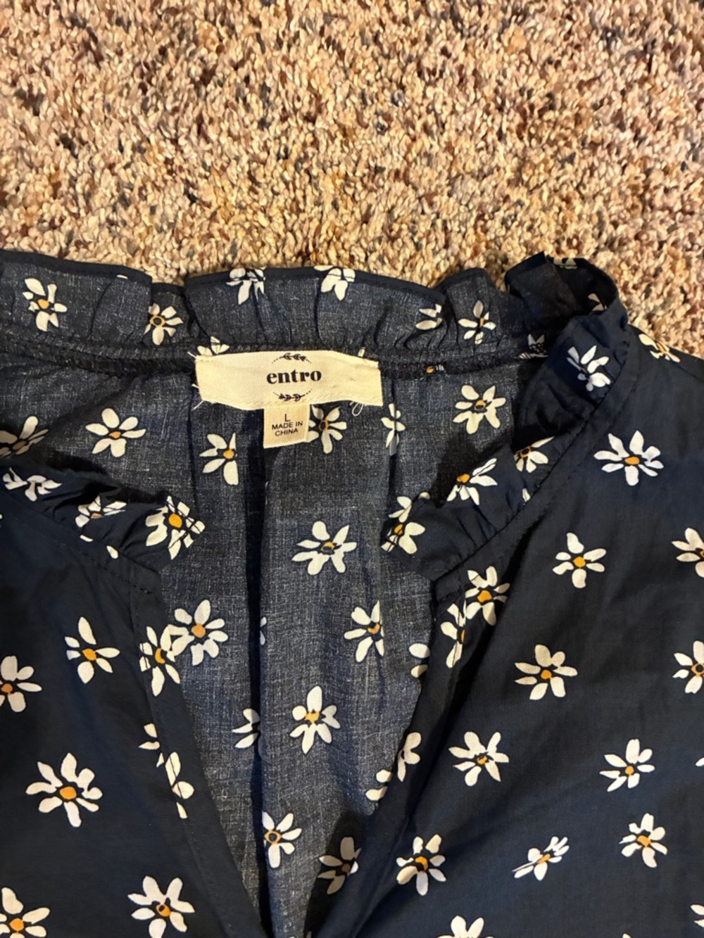 Entro Navy Floral Ruffle Blouse - Picture 2 of 3